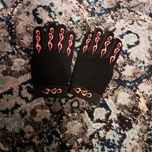 Men's Black Fabric Biker Gloved